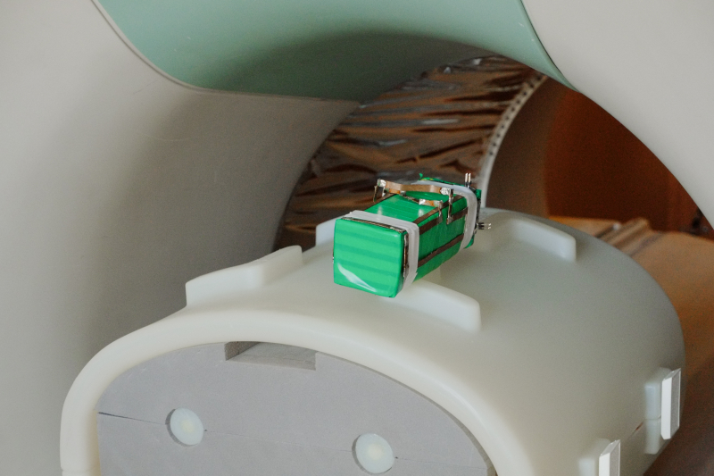 The prototype of the developed device inside an MRI scanner. Photo by Ekaterina Shevyreva / ITMO.NEWS
