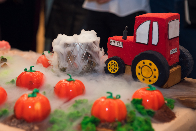 At the end of the meeting, The Buddy Cafe’s team presented a farming-themed unusual dessert show. For example, you could see cheesecake bunnies with blackberry-mousse carrots placed on chocolate soil and beer-dough hay, as well as tomato jam and sausages made of condensed milk and marshmallow. Photo by Dmirtry Grigoryev, ITMO.NEWS
