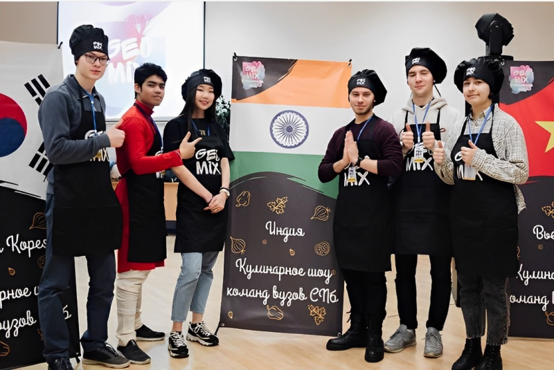 Subhrajit Barua and his friends represent India at the GeoMix culinary show in St. Petersburg. Photo courtesy of the author
