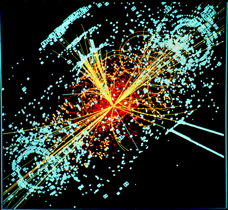Моделирование процесса рождения бозона Хиггса в детекторе CMS. Фото: Lucas Taylor / CERN / wikipedia.org (CC BY-SA 3.0)
