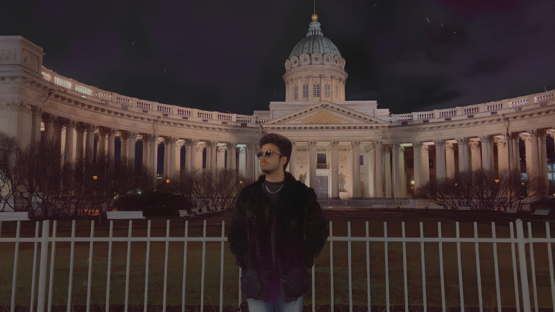 Krishna in front of the Kazan Cathedral. Photo courtesy of the subject
