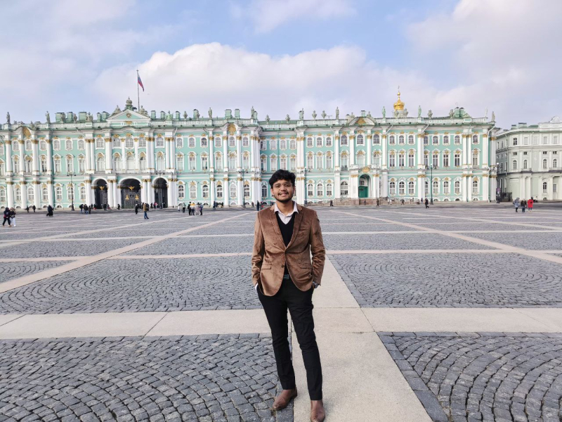 Kunj visited the Hermitage with a fellow exchange student from India, Krishna Chaitanya. Photo courtesy of the subject
