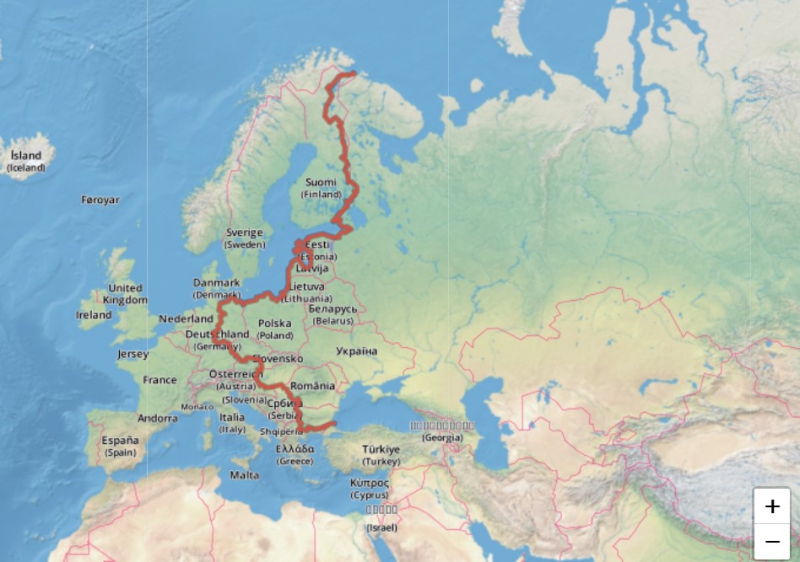 The EuroVelo 13 — Iron Curtain Trail. route. Credit: eurovelo.com