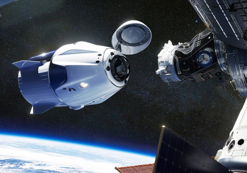Космический корабль SpaceX Crew Dragon и МКС. Источник: shutterstock.com