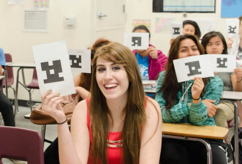 Example of students showing their answer cards while playing plickers. Credit: medium.com/@jordantheleast