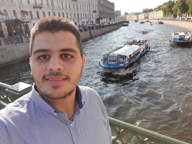 In his free time, Moayad loves to travel across the city and vlog about it. He posts his vlogs on his YouTube channel and Facebook page. Photo courtesy of the subject.
