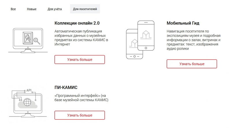 Возможности музейной системы «Камис» для посетителей. Источник: kamis.ru
