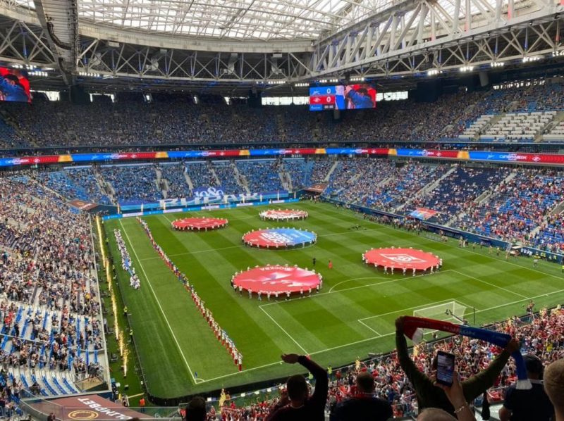 A scene from the football match between Spartak Moscow and Zenit Saint Petersburg at the Gazprom Arena, home of the Zenits. Photo courtesy of the subject
