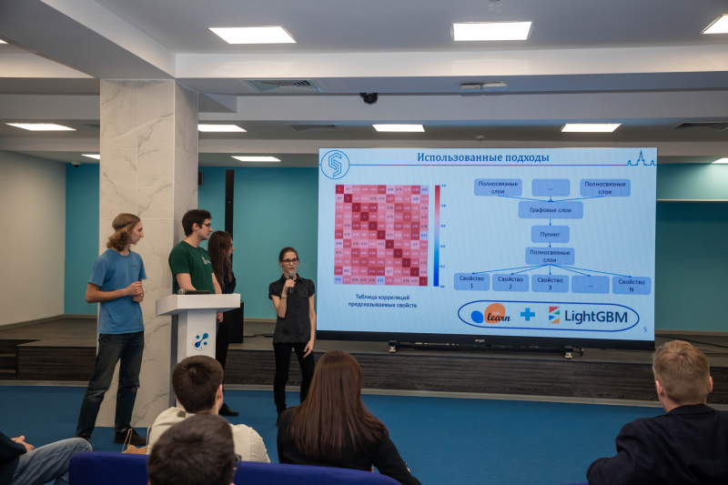 Выступление команды SCD Lab на хакатоне по цифровой фармакологии. Фото: Medtech.Moscow
