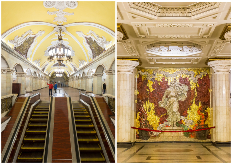 Komsomolskaya metro station (Moscow) and Avtovo metro station (St. Petersburg) Credits: piithhant via Photogenica / scaliger via Photogenica
