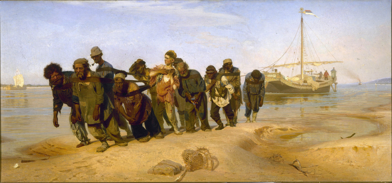 Barge Haulers on the Volga (1870-1873) by Ilya Repin. The State Russian Museum, St. Petersburg. Credit: Google Cultural Institute / CC-PD-Mark / Wikimedia Commons

