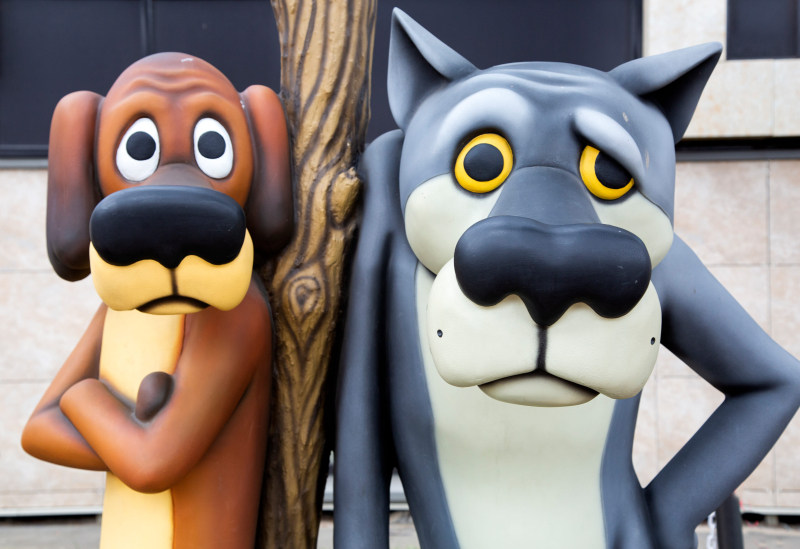 Life-size statues of characters from Once Upon a Dog at Soyuzmultfilm. Credit: Kannap / photogenica.ru
