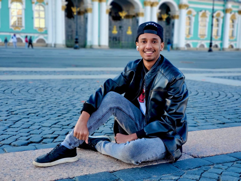 Emad Ateefa at Palace Square, St. Petersburg. Photo courtesy of the subject
