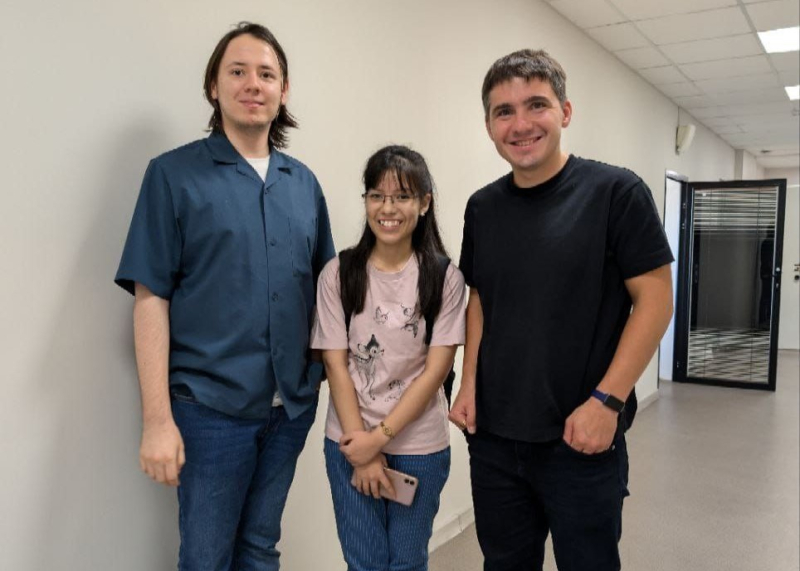 Srijeeta with Ildar Yusopov (left) and Dr. Alexey Slobozhanyuk (right). Photo courtesy of the subject
