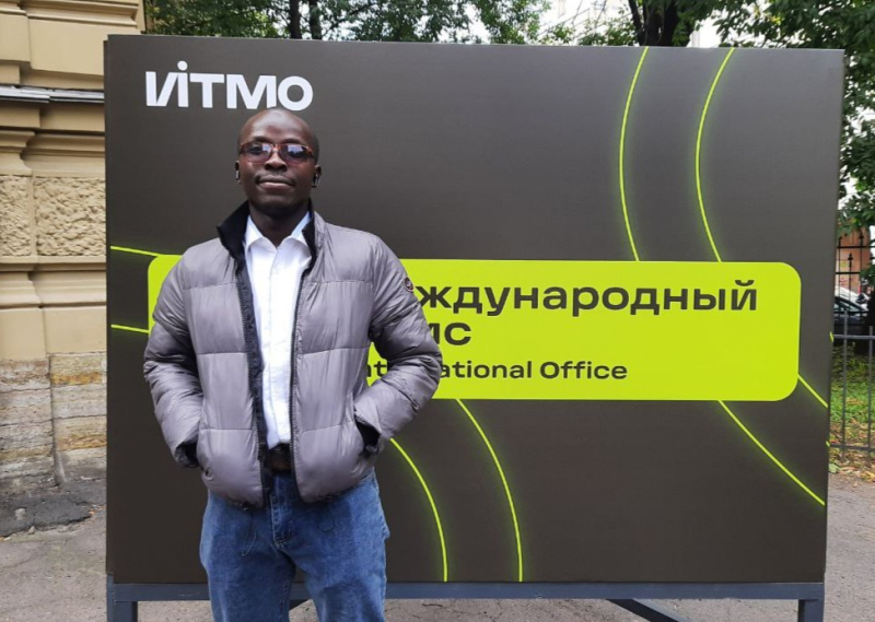 Ridwan at the entrance of ITMO’s International Office. Photo courtesy of the author
