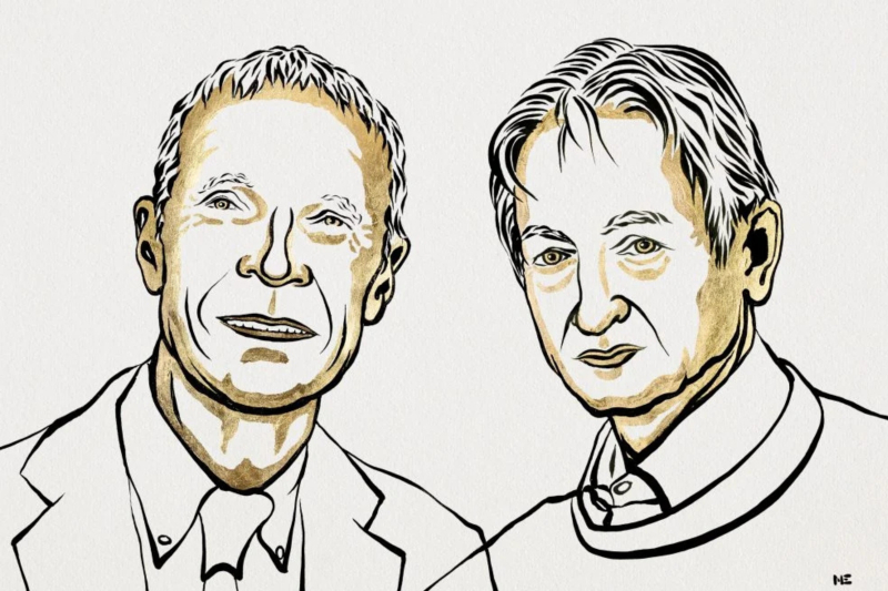 John J. Hopfield and Geoffrey E. Hinton. Image by Niklas Elmehed / Nobel Prize Outreach / www.nobelprize.org
