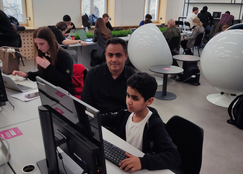 Walid with his son, Uwais, attending ITMO.Kids. Photo courtesy of the subject
