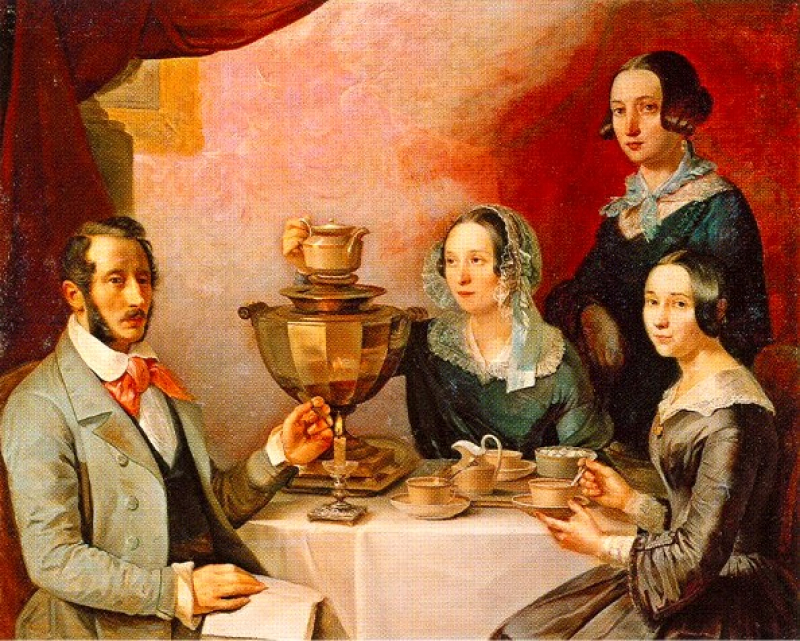 Timofey Myagkov.  Family portrait. 1844. Canvas, oil. Credit: State Tretyakov Gallery, Moscow / Public Domain / Wikimedia Commons
