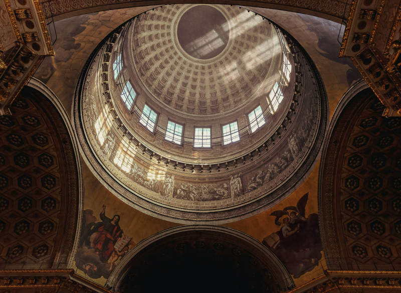 Interior view of the dome of Kazansky Cathedral, St. Petersburg. Credit: Vadim Babenko (@vakerbv) via Unsplash
