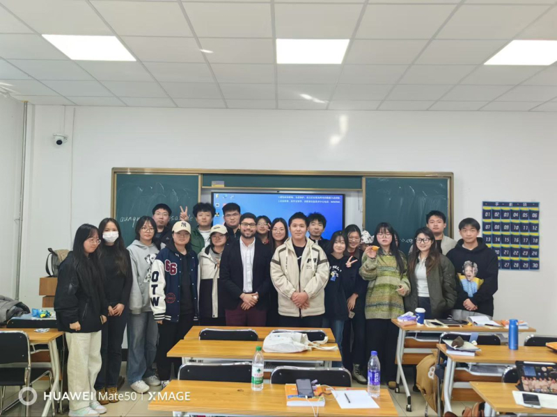 Diego with his students at JISU. Photo courtesy of the subject
