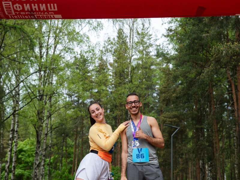 Houssam with his friend at a marathon. Photo courtesy of the subject
