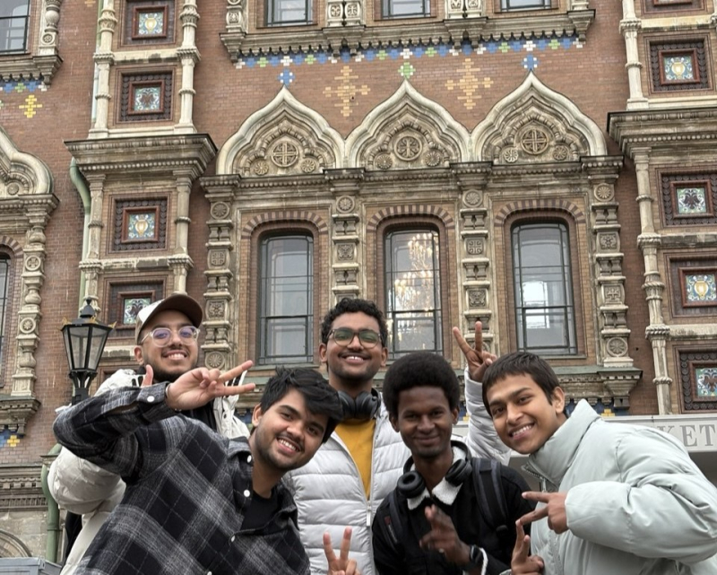 Manish with his friends at the Church of the Savior on Spilled Blood in St. Petersburg. Photo courtesy of the subject
