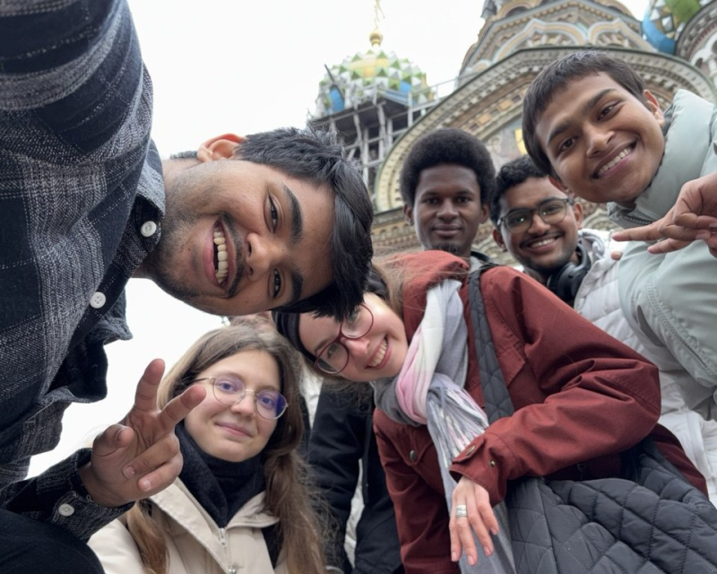 Manish with his friends at the Church of the Savior on Spilled Blood in St. Petersburg. Photo courtesy of the subject
