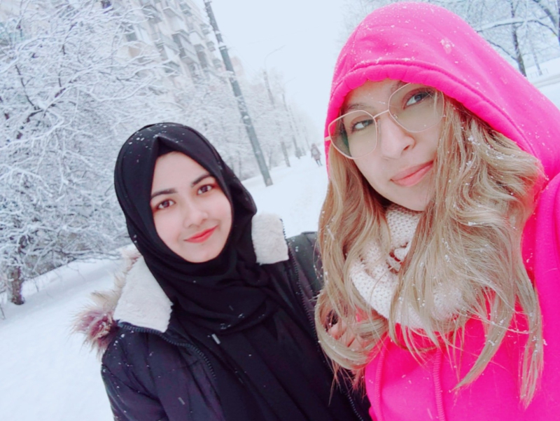 Yesmin and her friend in St. Petersburg. Photo courtesy of the subject
