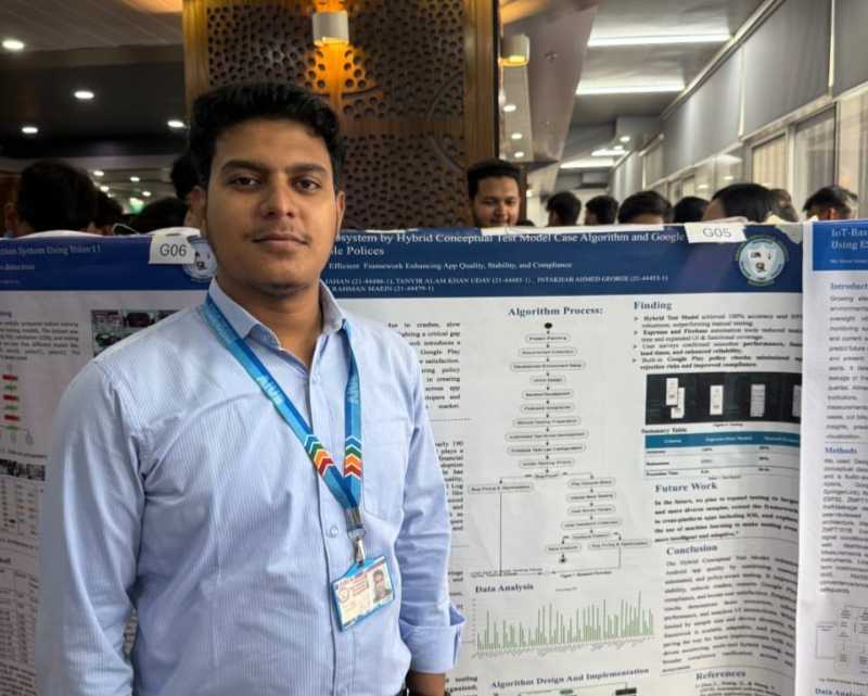 Md. Sorowar at a conference, presenting a poster. Photo courtesy of the subject
