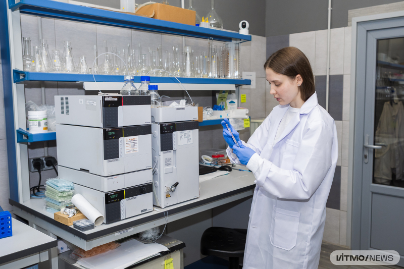 Angelina Sorokina, a first-year PhD student at the Faculty of Biotechnologies, is developing a functional food ingredient based on bioactive compounds of meadowsweet (Filipendula ulmaria) and Japanese knotweed (Reynoutria japonica). These plants are rich in natural antioxidants &ndash; flavonoids and stilbenes &ndash; that have a positive effect on the body with their anti-inflammatory and anti-aging properties.&nbsp;&nbsp;Photo by Dmitry Grigoryev / ITMO NEWS
