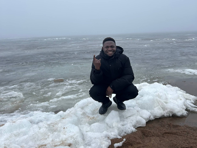 Adzembeh enjoying the cold weather in St. Petersburg. Photo courtesy of the subject
