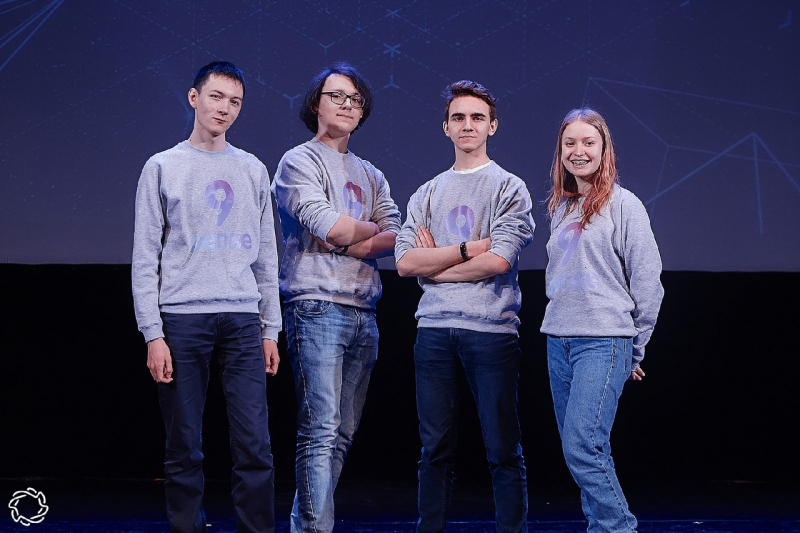 Vsevolod Kosarev (second from right) at the NTI Olympiad finals in 20189. Photo courtesy of the subject