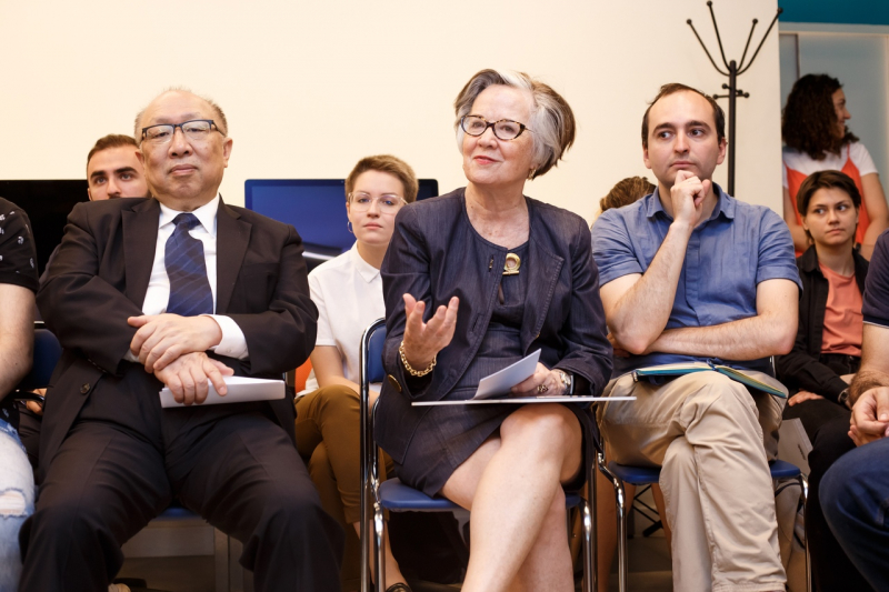 Debra Stewart during a meeting with ITMO staff and students in June 2019
